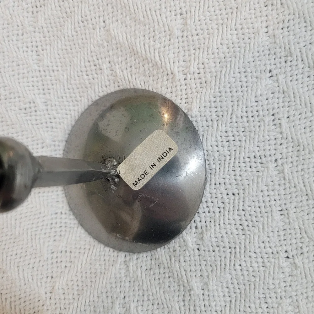 Set of 3 Brutalist‎ Handmade Metal Candlesticks MCM Midcentury Modern Rustic